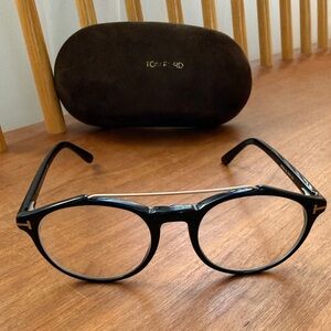 Tom Ford Glossy Black Round Glasses